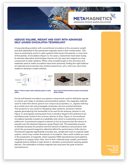 Tech Brief Explains How to Achieve SWaP-C in Ka-band Radar Systems Using Planar Monolithic Surface Mount Isolators/Circulators Instead of Permanent Magnet Technology